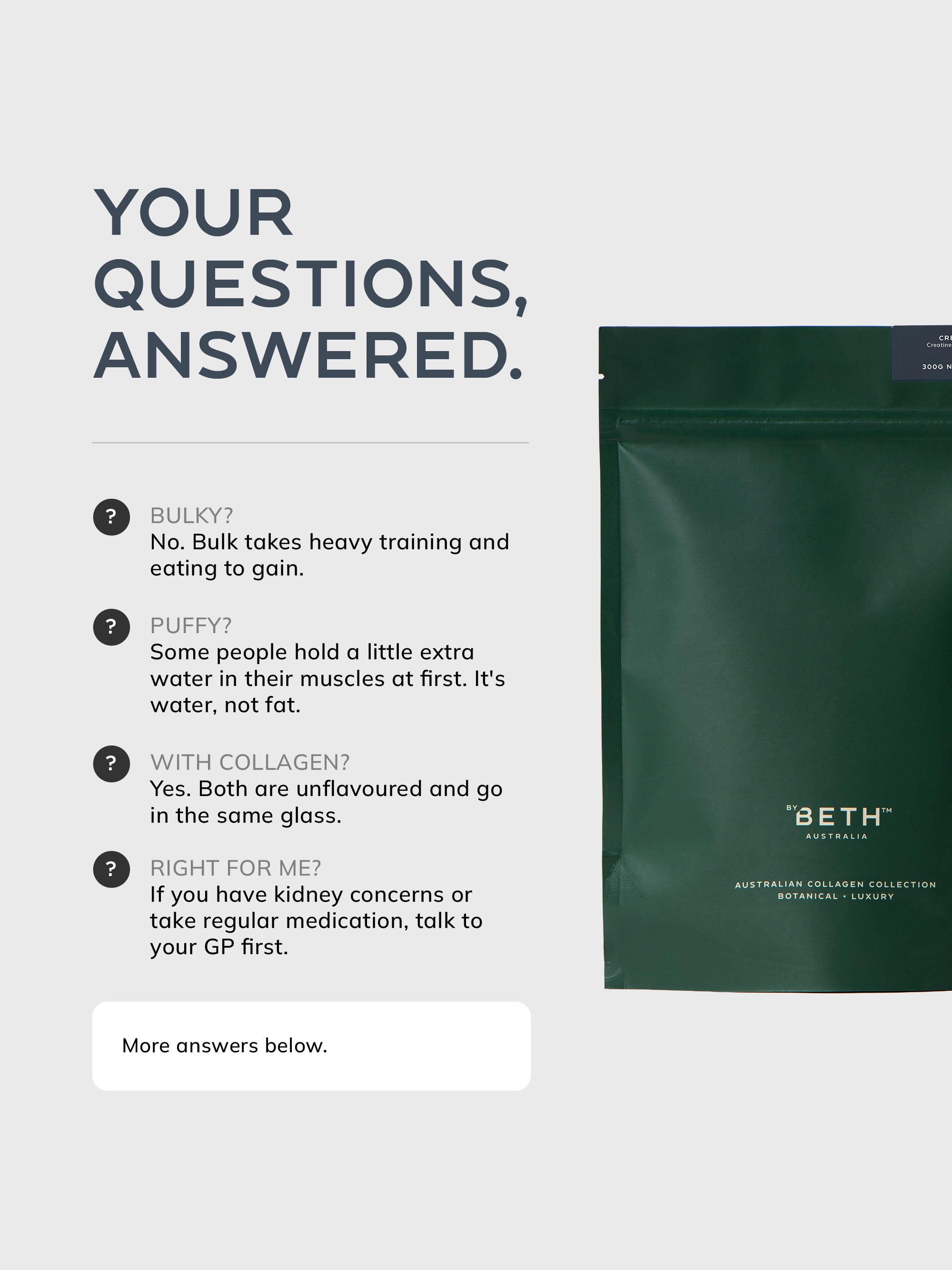 Your creatine questions answered: bulky, puffy, with collagen, right for me