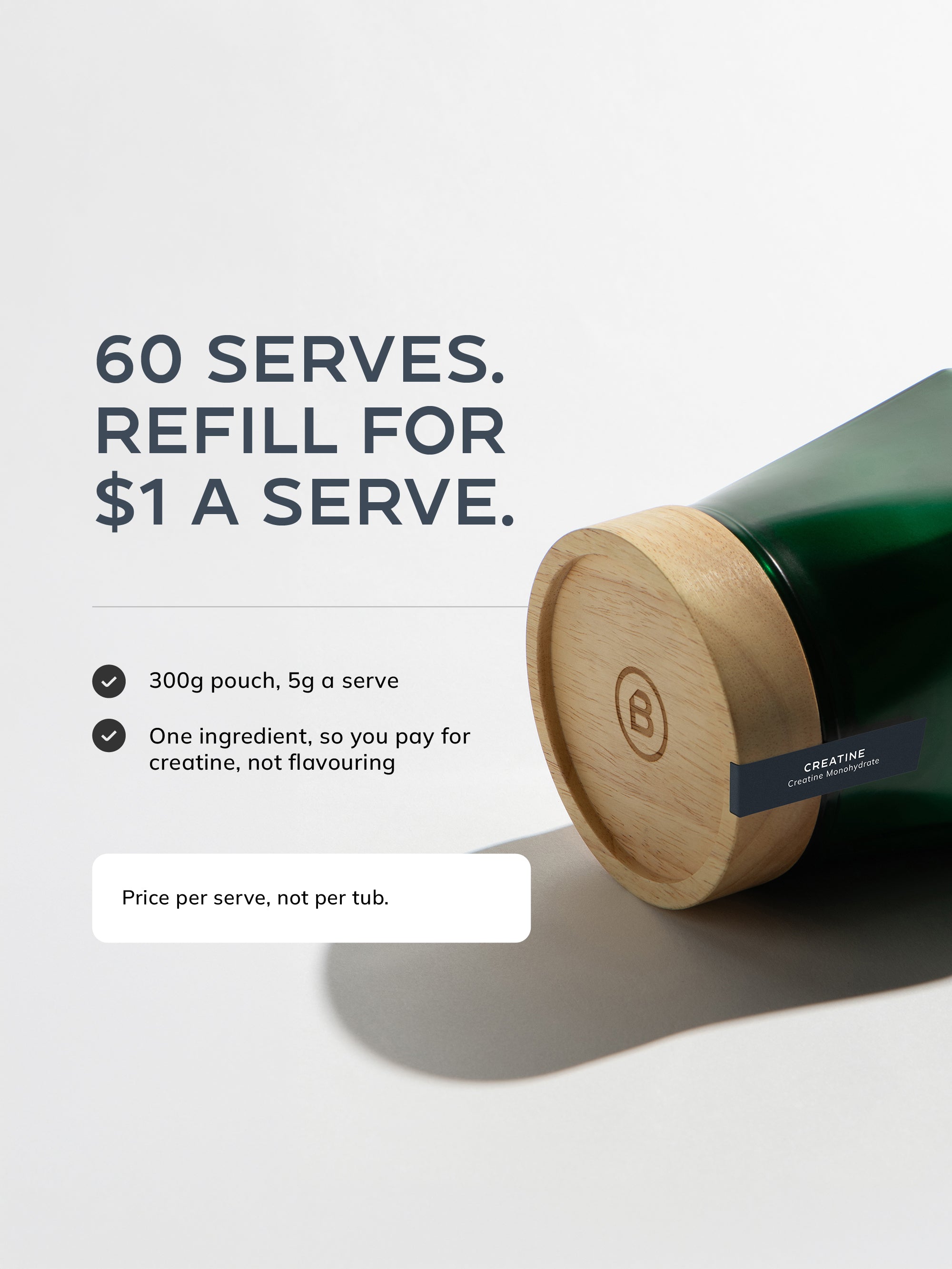 60 serves, refill with the pouch for $1 a serve