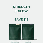 Strength + Glow bundle: The Original collagen refill pouch 300g and creatine monohydrate pouch 300g. Save $15