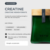 By Beth CREATINE unflavoured creatine monohydrate in the refillable vessel: 1 ingredient, 60 serves, 5g a day