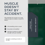 Muscle doesn't stay by accident: lift twice a week, eat protein at breakfast, add 5g of creatine to support strength with your training