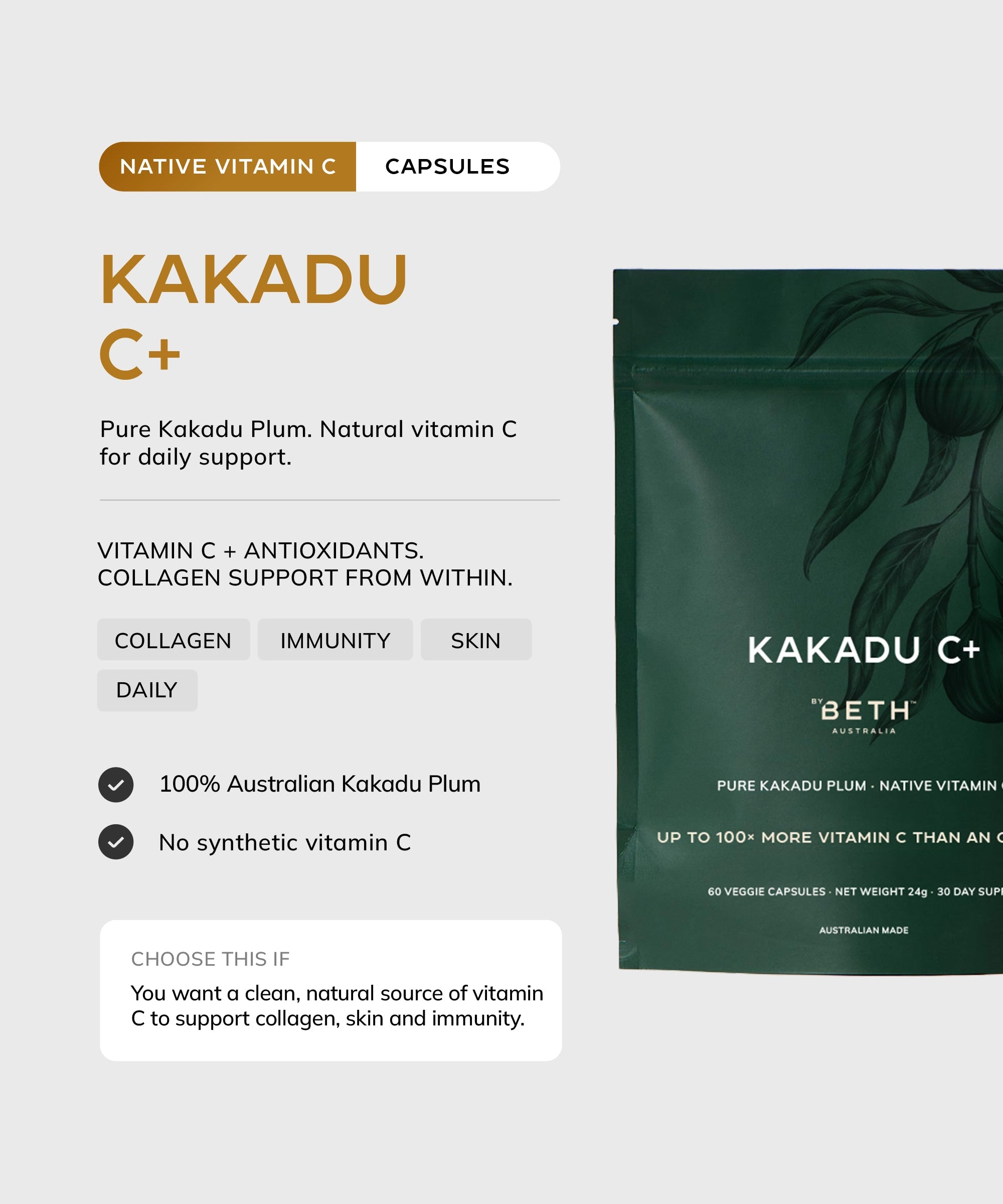Kakadu C+ vitamin C capsules