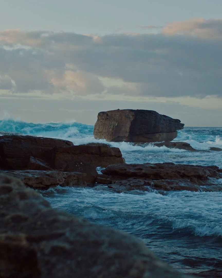 Rocky Australian coastline at dusk