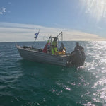 Dive boat on Tasmanian waters where the wild seaweed for Maritech fucoidan in Gut Ritual+ is harvested